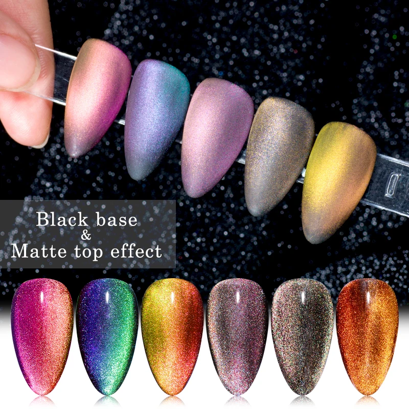 FOURLILY 9D Cat Eye UV Gel Nail Polish Chameleon Magnetic Gel Nail Polish Semi Permanent Manicure Gel Lacquer