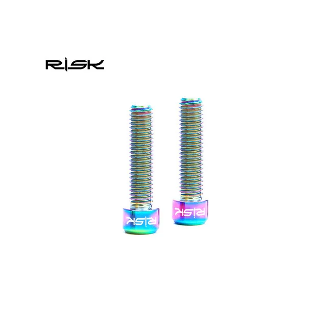 2 шт. Risk titanium M6* 25 мм велосипедные болты Расширенный MTB диск для дорожного велосипеда тормозной суппорт крепежные винты велосипедные масляные дисковые тормозные болты - Цвет: Rainbow