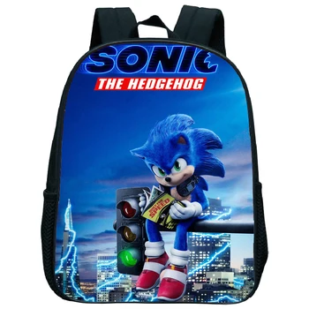 

12 Inch Kids Sonic Kindergarten Backpack Print Child Primary School Bags Bookbags Pattern Rucksack Children Start School Gift