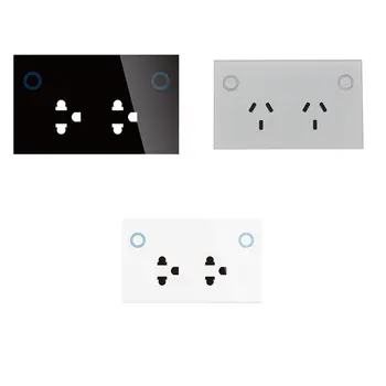 

Touch Double GPO Glass Panel Power Point Wall Outlet Socket Switch 10AMP mobile phone control socket