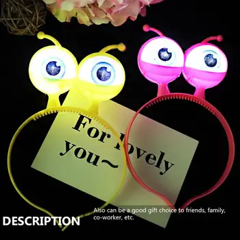 

5Pcs Halloween Luminous Hair Hoop Creative Eyeball Shape Glowing Headwear Hair Band For Kids Cosplay Masquerade Halloween Party