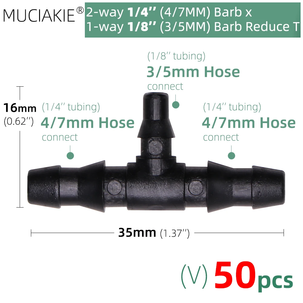 MUCIAKIE 24 Types 3/5MM 1/8'' Micro Drippers Fittings Garden Drip Irrigation Emitters Compensation 2/3/5/6-Way Coupling Adaptor self watering kit Watering & Irrigation Kits