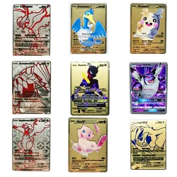 Cartes Pokemon en Métal Doré Vmax, Carte d'Énergie Dracaufeu Pikachu, Collection Rare d'Entraînement au Combat, Jouets pour Enfants 