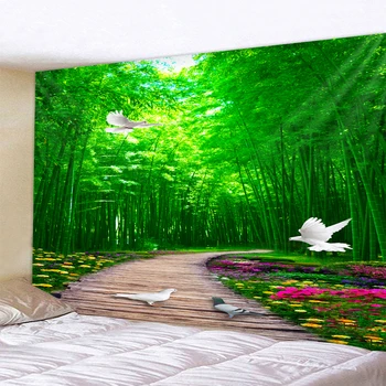 

Bamboo forest green wall carpets tapestry home decoration
