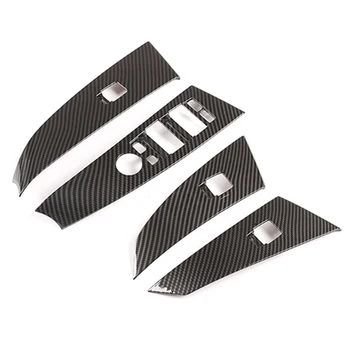 

DHBH-Car Window Lifter Switch Button Frame Cover Trim ABS Carbon Fiber for 5 Series E60 525Li 2004-2006