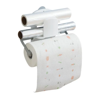 

Wall Mounted Plastic Toilet Paper Roll Holder Magnet Towel Rack Plastic Wrap Storage Rack Kitchen Bathroom Accessories