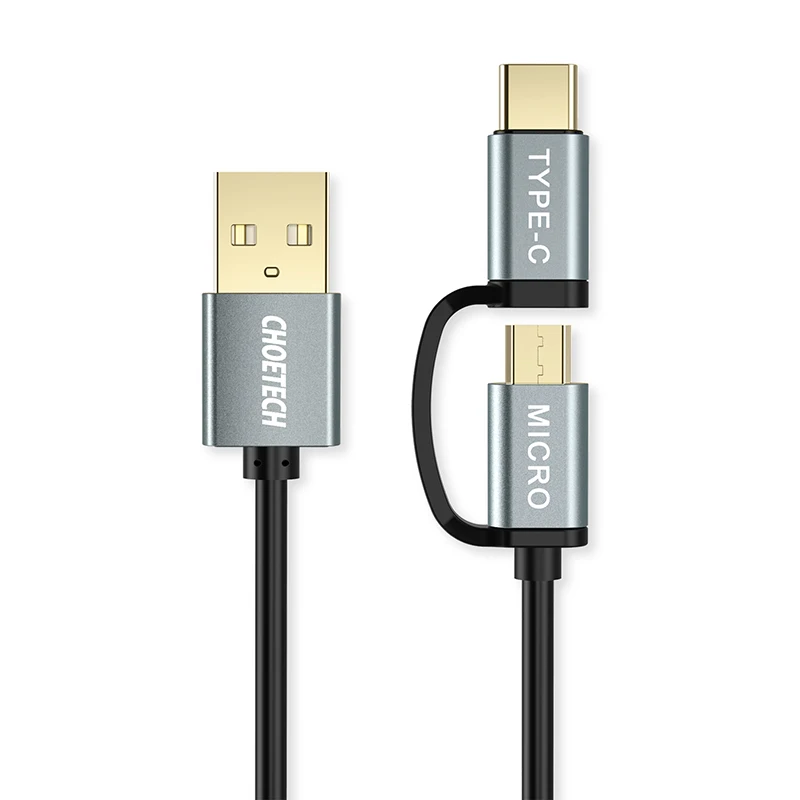Черный CHOETECH 2-в-1 Тип usb Закрытая акционерная Компания C& Micro USB кабель для samsung S8 1,2 м для зарядки и синхронизации c-типа изоляция кабеля для huawei и Другое USB Закрытая акционерная Компания C& устройствами Micro-USB - Цвет: Черный