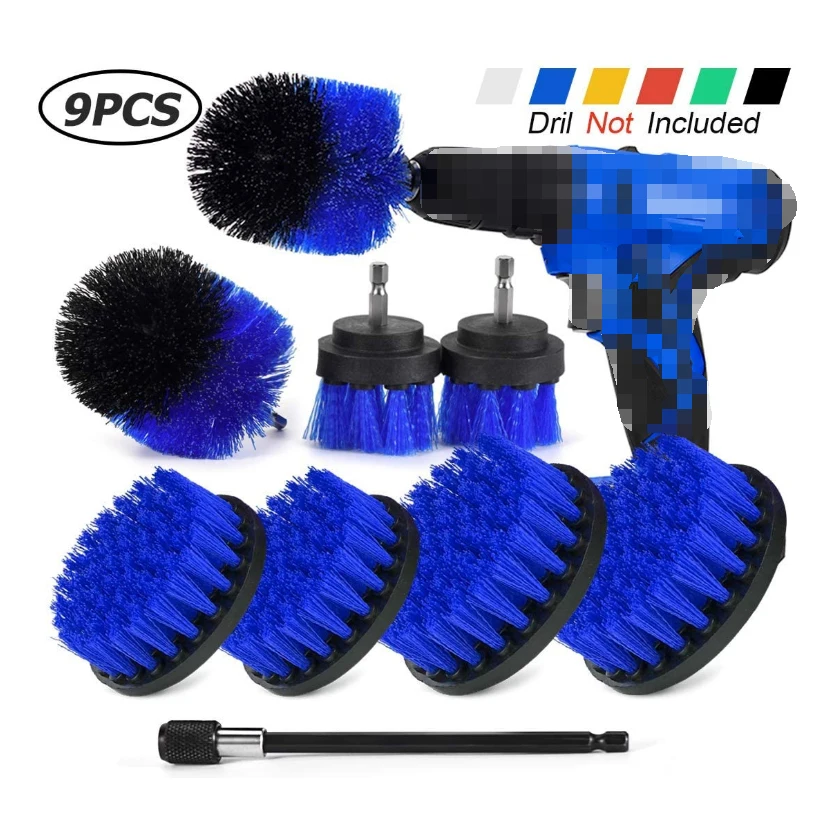 

9PCS Cleaning Brush Set Scrub Pads Sponge Power Scrubber Brush Cleaning Kit with Scrub Pads & Drill bit Extender