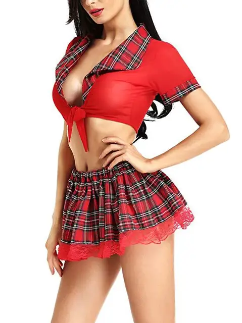 Schoolgirl Costumes Sexy Role Play Uniform Erotic Costume Naughty Lingerie Plaid Night Halloween Women Roleplay