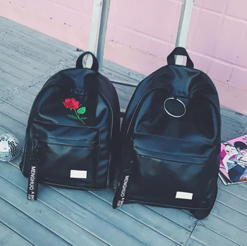 

Embroidered rose wreath couple backpack trend large-capacity wear-resistant travel backpack fashion wild student school bag