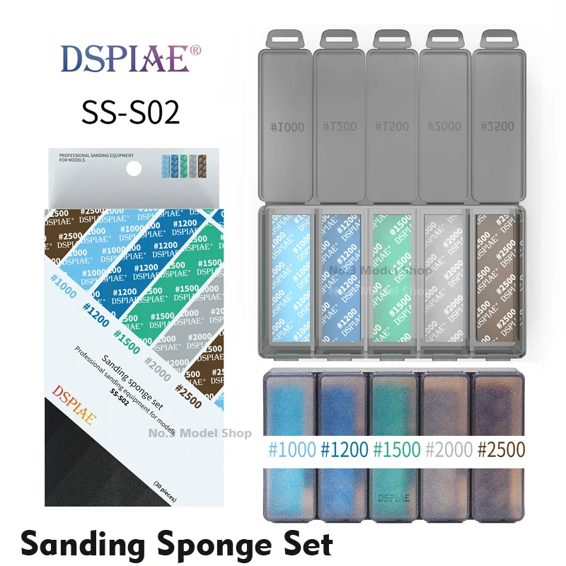 Model Tools Sanding Sponge Tool DSPIAE Sanding Sponge Set Containing Storage Boxes Professional Polishing Equipment For Gundam Hobby Model Making DIY Tools