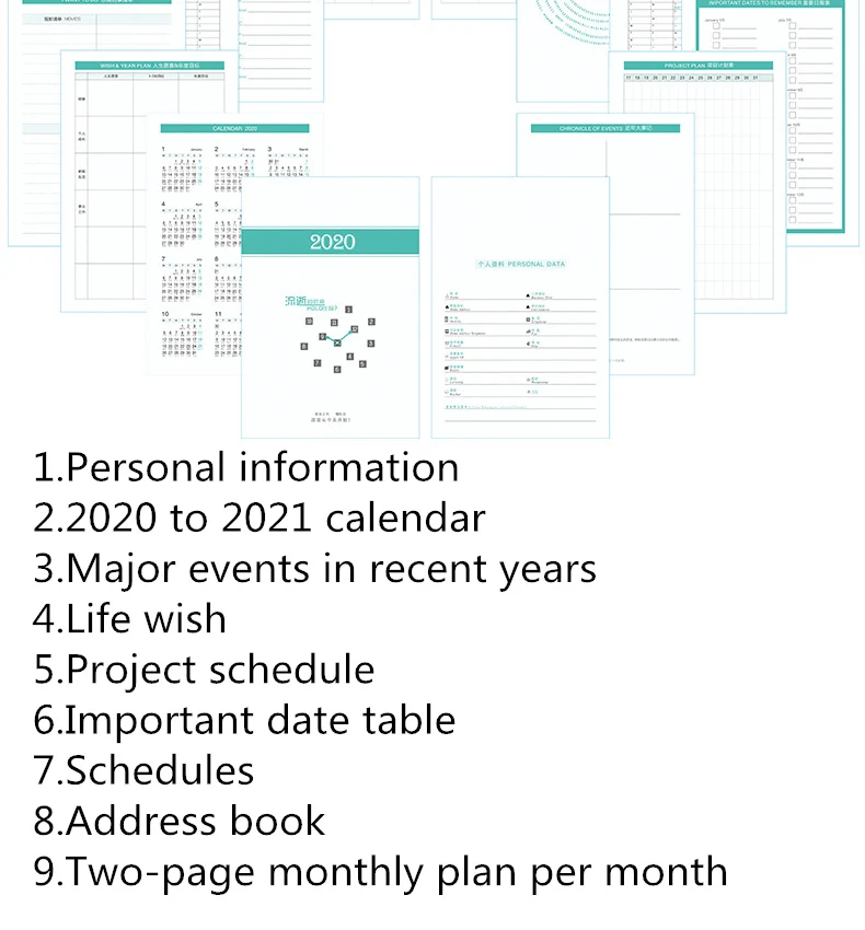 A5 планировщик, ежедневник, годовой календарь, записная книжка, портативный Еженедельный блокнот, руководство, сделай сам, дневник, ежемесячный органайзер, расписание, стационарный