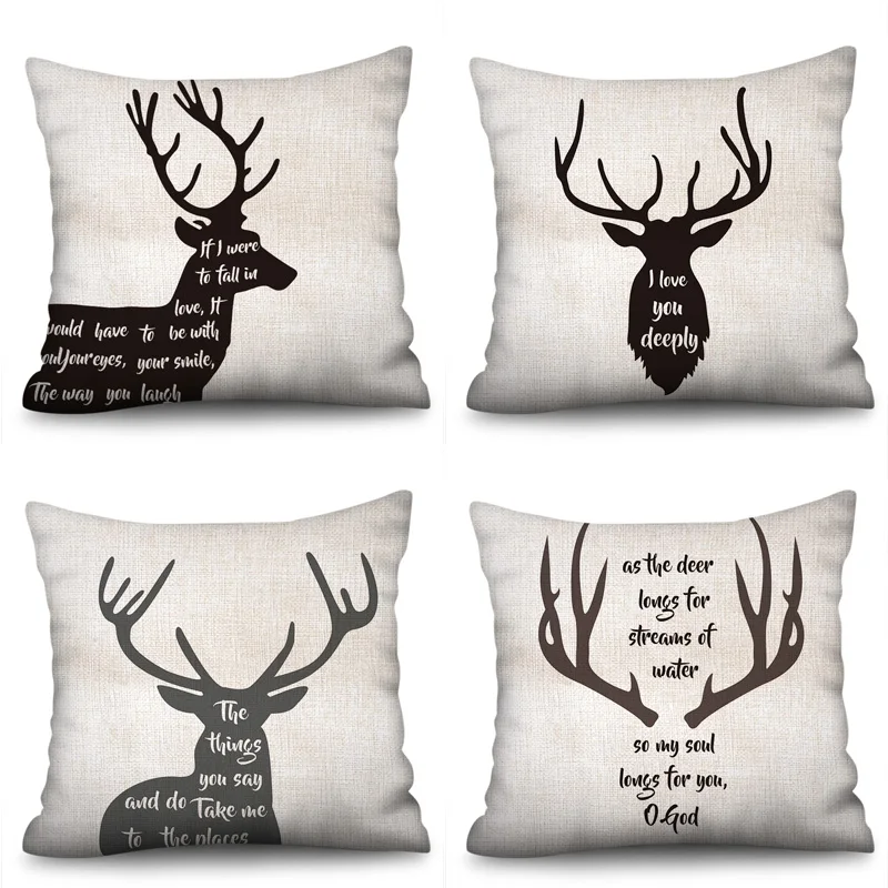 

Cartoon Deer Cushion Case Throw Pillow For Decorative Home car and office Cotton Linen Print Drop Shipping Free Shipping