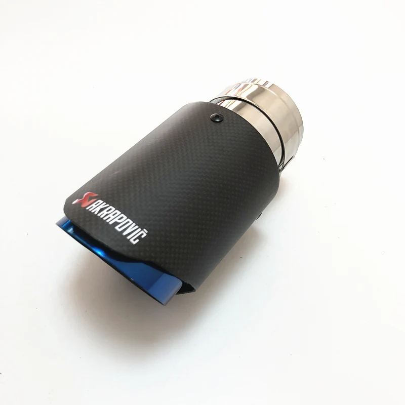 1 шт. Akrapovic глянцевое/матовое углеродное выхлоп наконечники трубы глушителя автомобиля для универсальных углеродных выхлопов наконечники автомобильные аксессуары - Цвет: E- MATTE BLUE