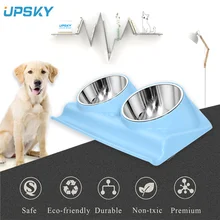 UPSKY Нескользящие двойные миски для собак и кошек из нержавеющей