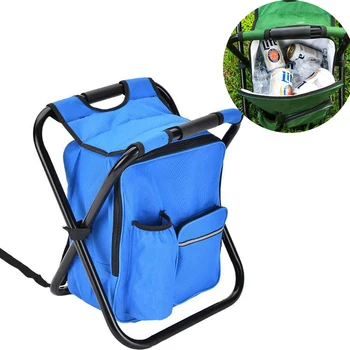 

Outdoor Fishing Chair Bag Folding Camping Stool Portable Backpack Cooler Insulated Picnic Bag Hiking Seat Table Bag Equipment