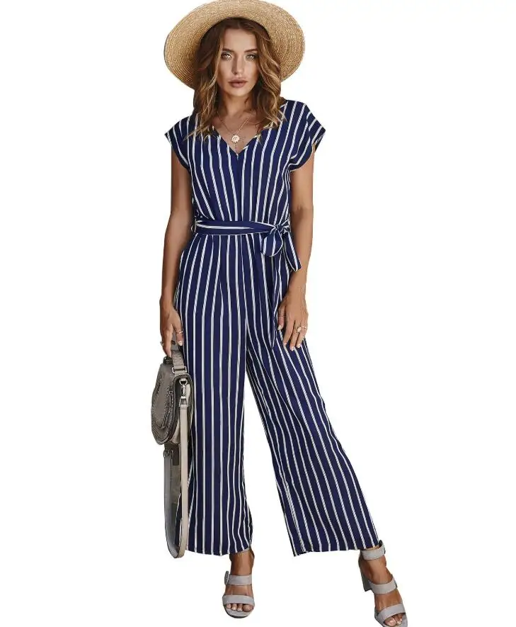 

2020 Women Ladies Clubwear Summer Short Sleeve Playsuit Long Pant Bodycon Solid V Neck Party Jumpsuit Romper Trousers CL313