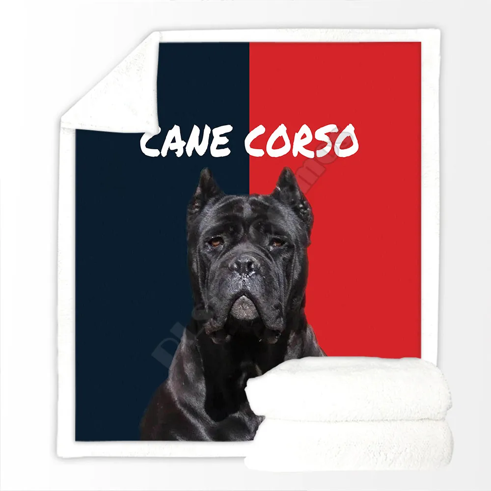 

Funny Cane Corso Cattle Cozy Premium Fleece Sherpa 3D printed Fleece Blanket on Bed Home Textiles Dreamlike