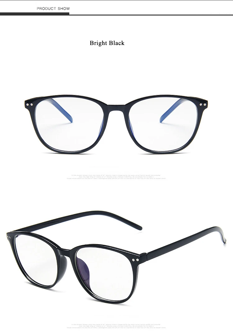 Длинные овальные очки для чтения очки Ультралегкая оправа могут быть оснащены очками для близорукости плоские обычные очки оптом - Цвет оправы: Bright Black