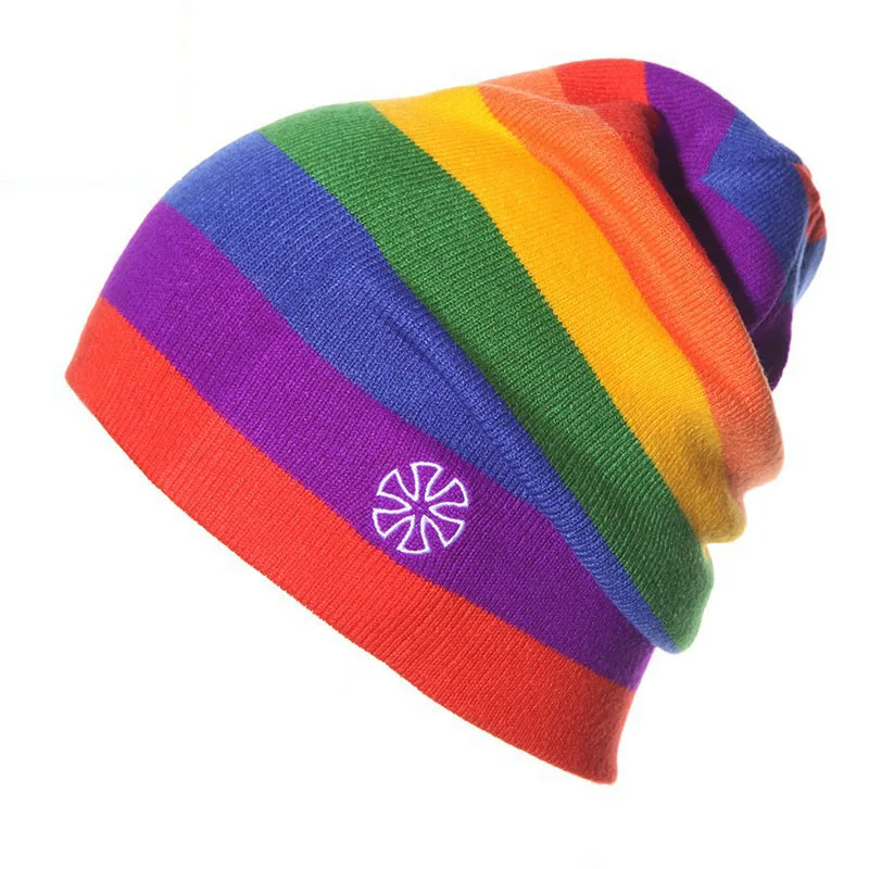 Outdoor Snowboard Knit Hat Casual Striped Hat Headdress Ski Bicycle Clothing Accessories - Цвет: C