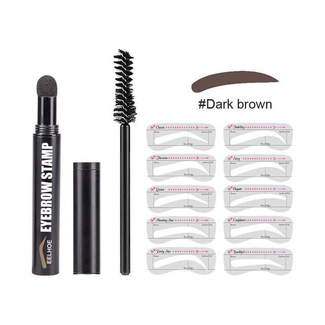 Step Brow Stamp Shaping Kit Eyebrow Definer Powder Stamp With Brush Easy To Operate Waterproof Make Up Cosmetic Set