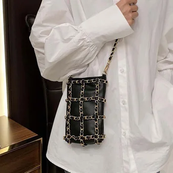 

2020 New Fashion Small Weaving Women Phone Bag Brand Designer Chain Handbags Clutch Bag Ins Chic Ladies Shoulder Messenger Bags