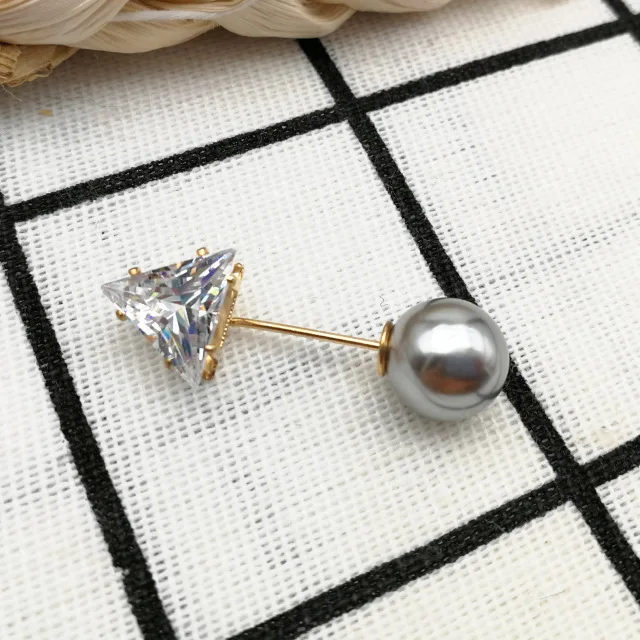 Pearl Brooch Grey Модная брошь на булавке, Женская Брошь для девочек, хрустальные модели персонажей из мультфильмов, Акриловые броши, кавайная одежда с помпонами, ювелирные изделия, аксессуары - Окраска металла: Pearl Brooch Grey