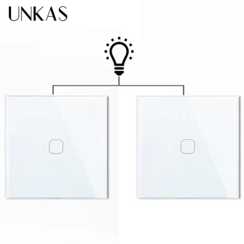 

UNKAS Waterproof and Fireproof EU 1 Gang 2 Way Wall Light Controler Smart Home Automation Touch Switch Switch