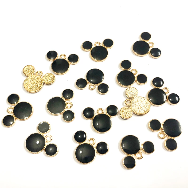 Wholesale 19mm*15mm 30pcs/lot Gold All Black Enamel Minnie Charms