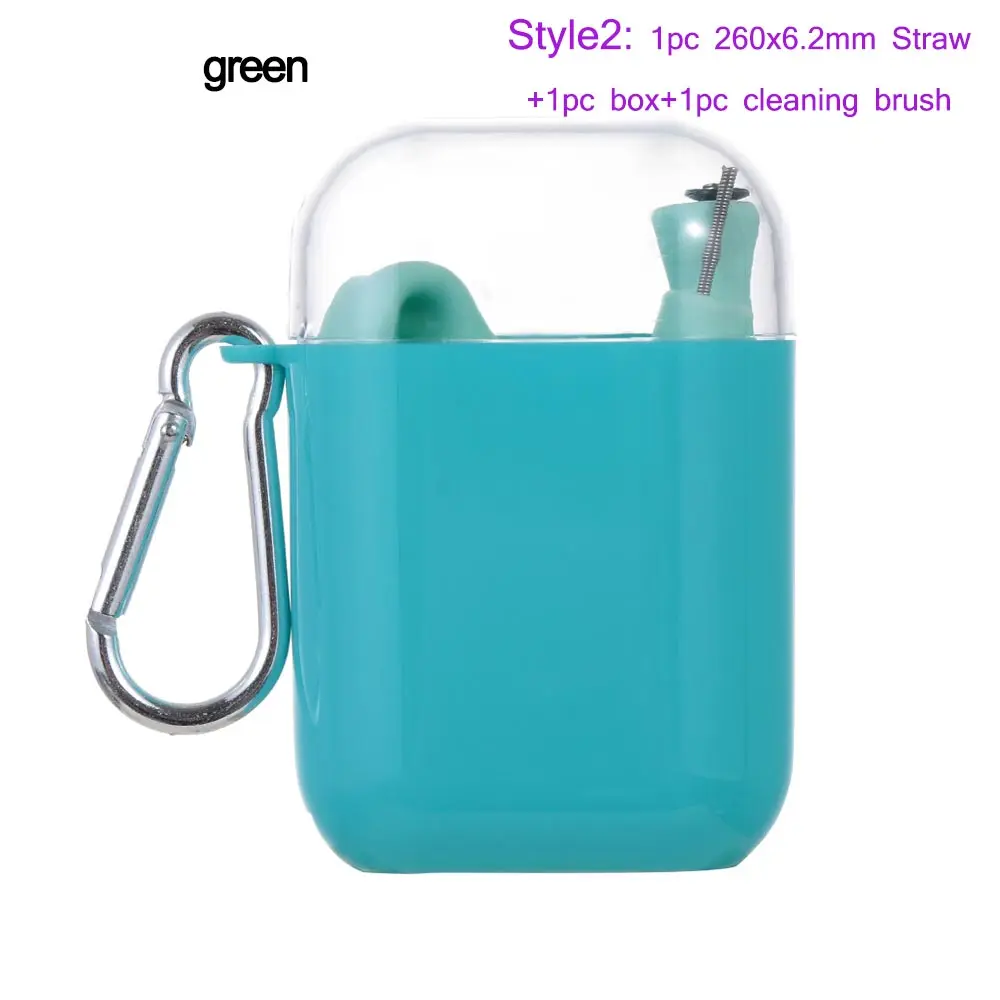 Style2 green 3 шт./компл. Складная Силиконовая трубочка многоразовая гнущаяся соломинка для напитков с футляром для переноски и щетка для чистки путешествий домашние Вечерние - Color: Style2 green