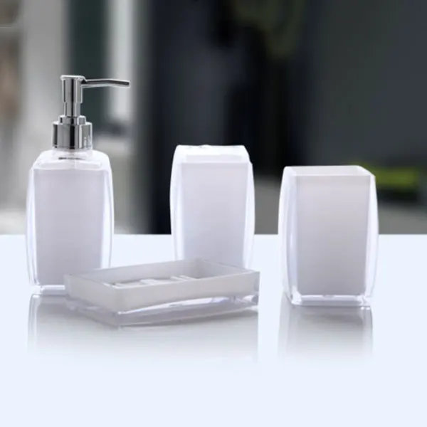 Акриловый набор для ванной из 4 предметов, квадратный диспенсер для мыла с кристаллами и бриллиантами, бутылка для мыла, жидкое мыло ручной работы(Бесплатный маленький подарок