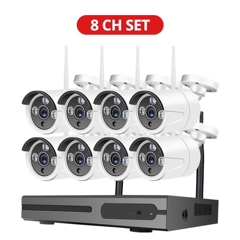 8 Cameras Wheezan система безопасности камеры CCTV Wifi 1080 P NVR 8CH видеонаблюдения HD ip-камера беспроводная наружная домашняя P2P Camara комплект - Цвет: 8 Cameras