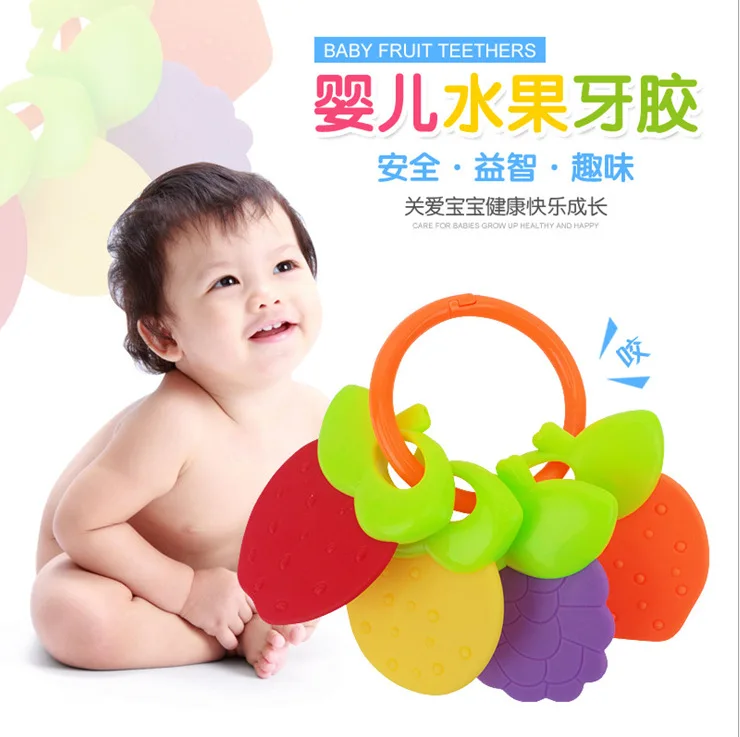 Hot Selling Can Be Boiled Infants Fruit Teether Baby Rattle Early Childhood Educational CHILDREN'S Toy 5-Piece Set