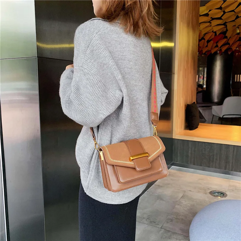 

Textured Bag Women's 2019 Autumn And Winter New Style Korean-style France Non-mainstream Shoulder Square Sling Bag Hong Kong Sty