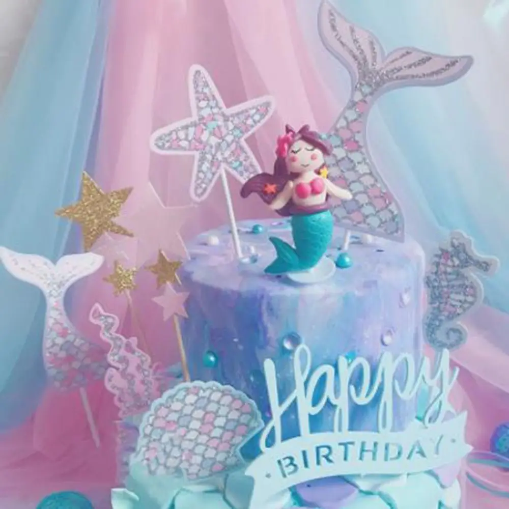 Новое поступление kawaii 5 шт./компл. Biling Star Fishtail Shell Морская звезда Русалка торт Топпер для десертный Декор кухонные аксессуары