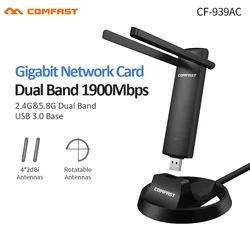 Rtl8814au gigabit 2.4g/5.8ghz, banda dupla, suporte para 802.11 ac, 1900mbps, usb 3.0, wi fi, adaptador sem fio, placa de rede ap
