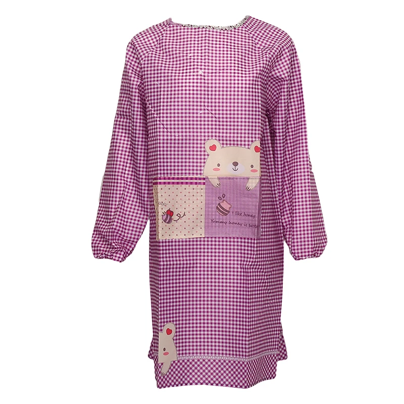 Women Kitchen Cooking Apron Long-sleeved Apron Oil-proof Waterproof Gown Adult Home Cleaning Overalls With Pockets
