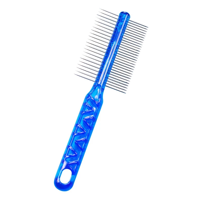 Blue 19 см расческа для собак двойная кошка Z уход за собакой щетка для чистки профессиональная двусторонняя расческа сталь - Цвет: Blue