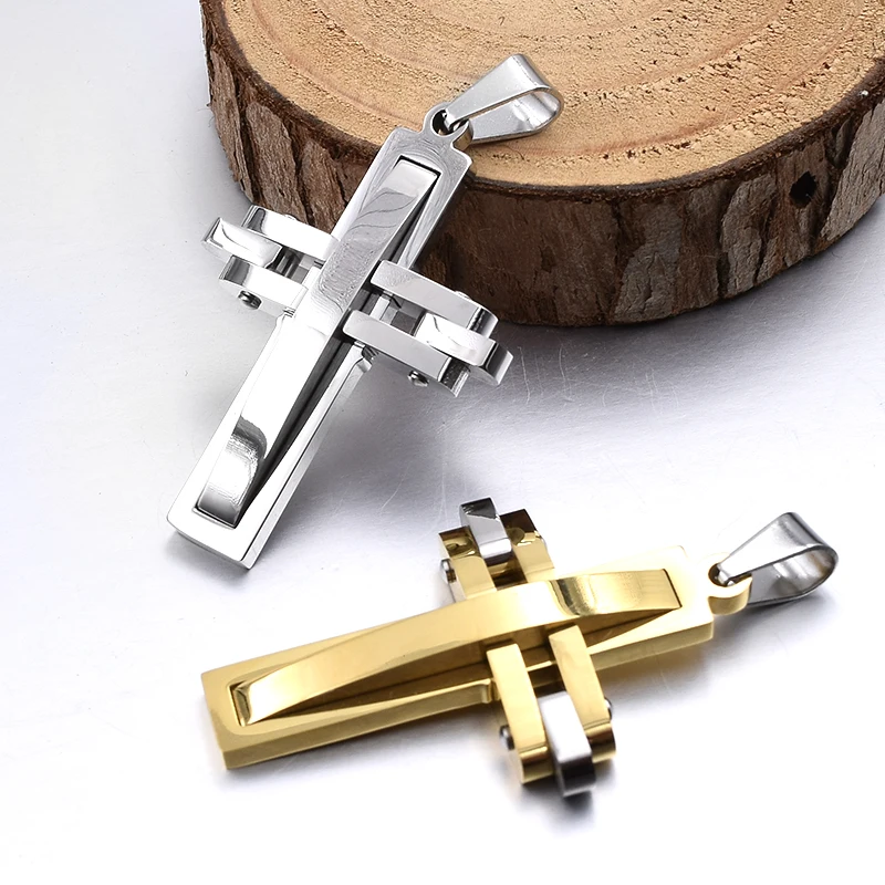 ATGO Black Cross 2019 New HOT SALE Fashion Jewelry Charm chain Women's/Men's Stainless steel Necklaces For Boys And Girls Lover 5