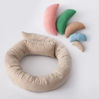 

6pcs/set Newborn Posing Beans Bag Baby Photography Prop Pillow Baby Crescent Shaped Pillows Positioner Cushion Basket Filler
