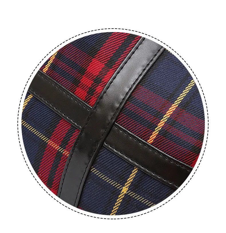 Female Red Plaid Backpack Purse Anti Theft Canvas Casual Backpack for Women 2019 Small Travel Backpack Bag School Girls Rucksack (4)