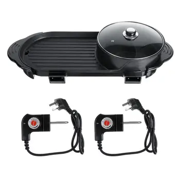 

Teppanyaki Set 2 in 1 Electric Hot Pot Oven Multi Cooker Barbecue Pan Barbecue Griddle Non-Stick Shabu Pot Hotpot Baking Plate