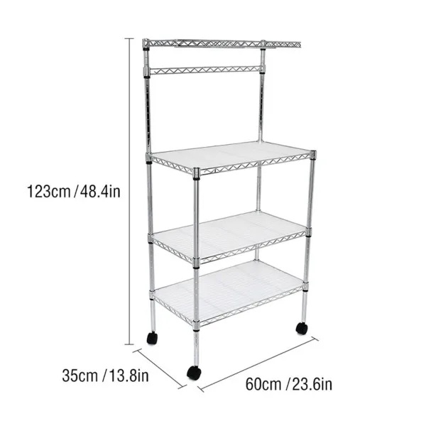 Magic Union 4-Tier Adjustable Kitchen Rack Floor Standing Rolling Rack Microwave Stand Shelf Storage Cart with Cutting Board - Цвет: Medium PP Board