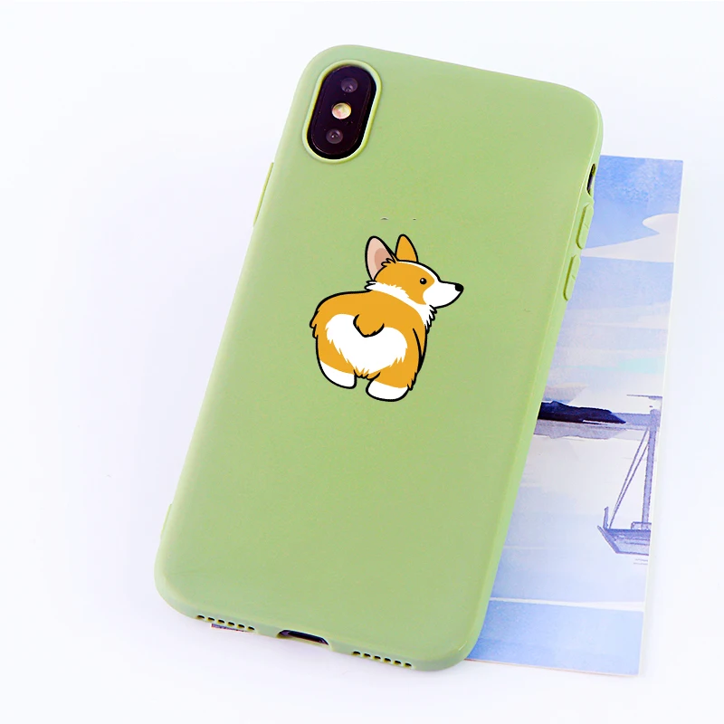 Чехол для телефона Corgi s для iPhone Pro 6s 7 8 11 Plus X XS чехол для MAX XR забавная Милая собачья попка Мягкие силиконовые приспособленные аксессуары для задней крышки - Цвет: 8605-khaki