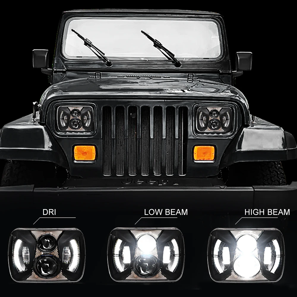Передняя светодиодная фара 7x6 5x7 в сборе для Jeep Wrangler YJ Cherokee XJ Toyota Tacoma & 88-95 Pickup1 Grand |
