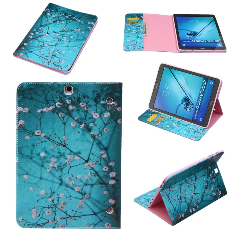 Модный чехол книжка из искусственной кожи с цветочным рисунком и отделением для