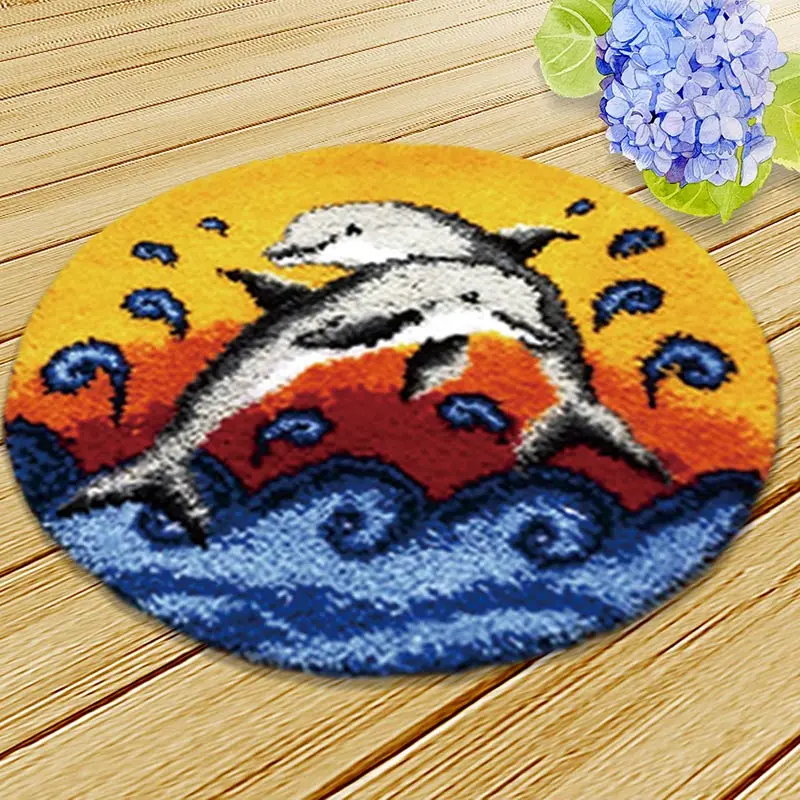 

Ocean Dolphin Cushion Latch Hook Needle For Embroidery Latch Hook Rug Kits All For Handiwork Foamiran Sheet Carpet Living Room F