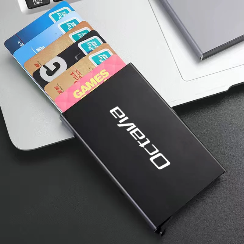 

Mini Automatic Metal Anti-theft Smart Wallet Unisex Thin ID Card Holder Credit Card Holder for skoda octavia 3 a7 vrs 2 mk3 a5