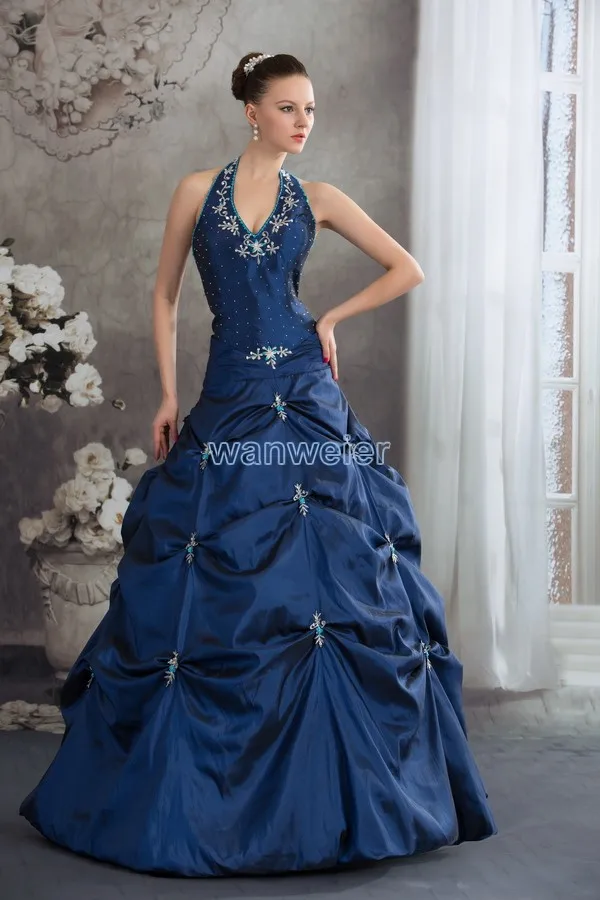 new hot blue beading fantasias handmade custom size bride cinderella crystal curtain decoration Prom mother of the bride dresses