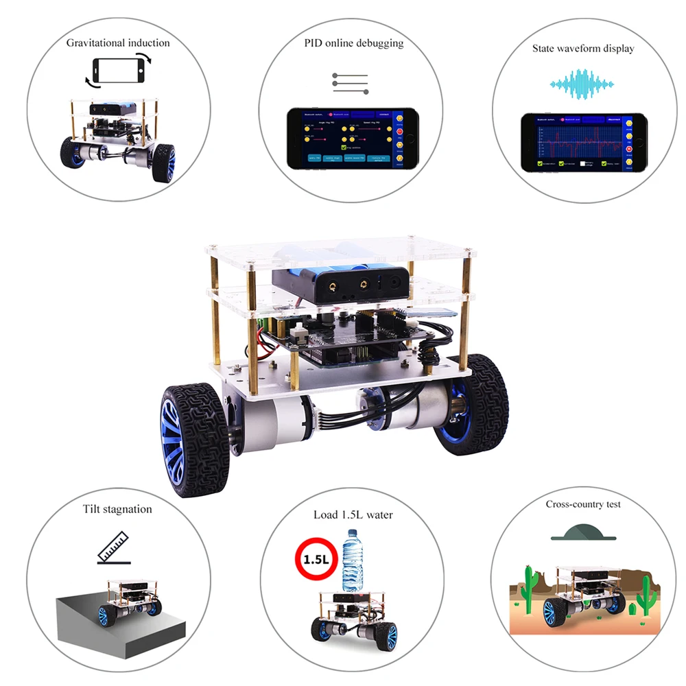 

High Quality Upgraded Smart Robot Balance Vehicle with Mega InstaBots V4 Kit APP BT Control for Arduino Robot Learn Coding